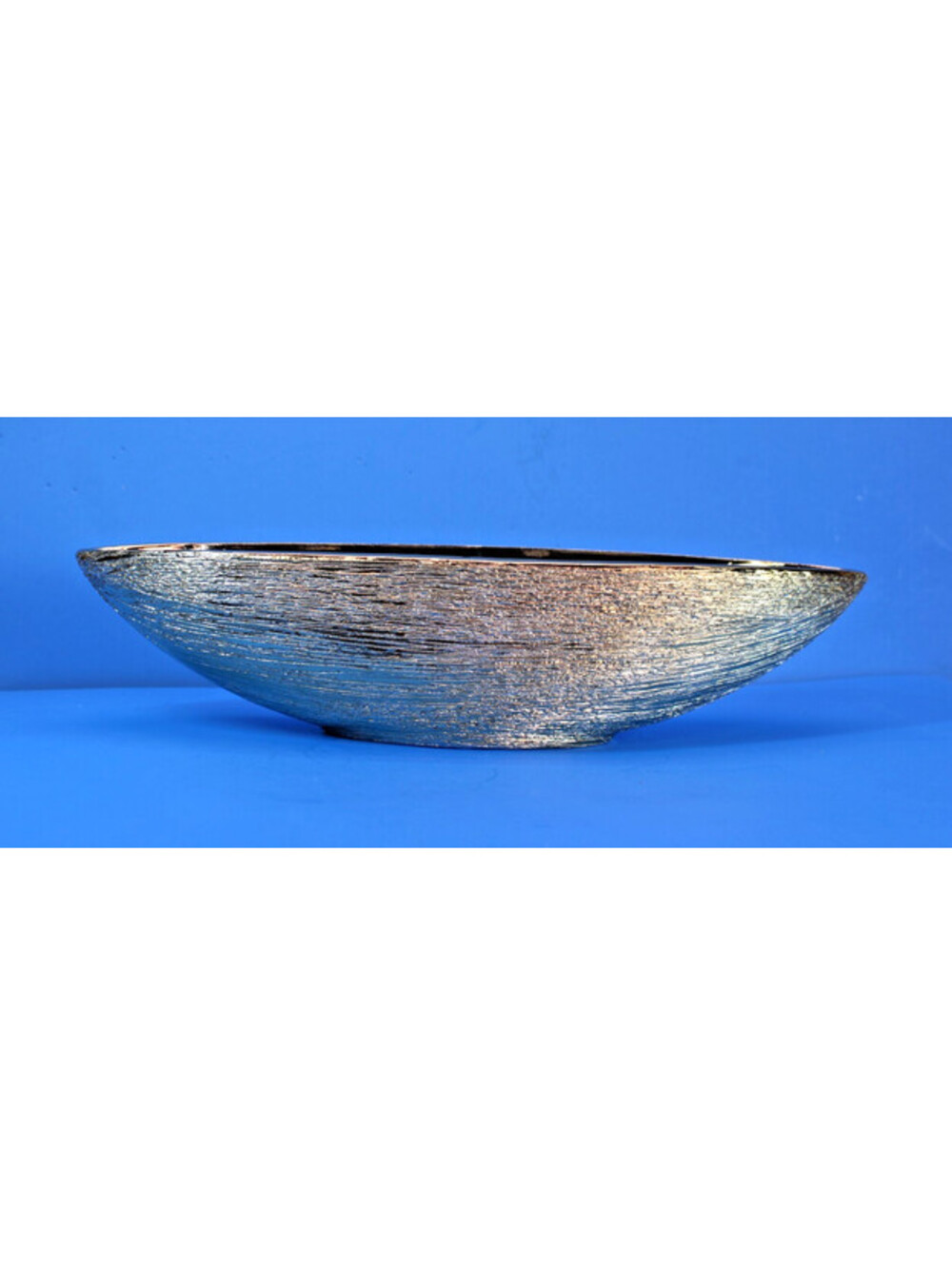 New Gold Etched Decorative Planter Vase Centerpiece Boat Shaped Bowl 14" x 3.5"